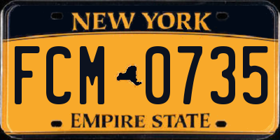 NY license plate FCM0735