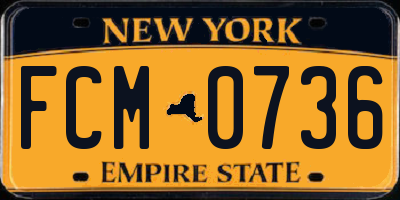 NY license plate FCM0736