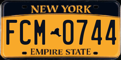 NY license plate FCM0744