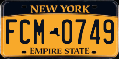 NY license plate FCM0749