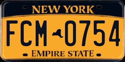NY license plate FCM0754