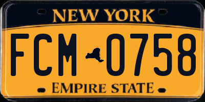 NY license plate FCM0758
