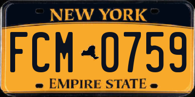 NY license plate FCM0759