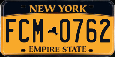 NY license plate FCM0762