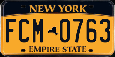 NY license plate FCM0763