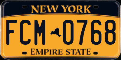 NY license plate FCM0768