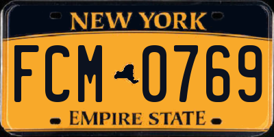 NY license plate FCM0769