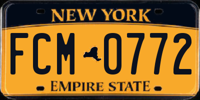 NY license plate FCM0772