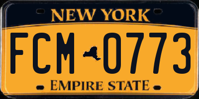 NY license plate FCM0773