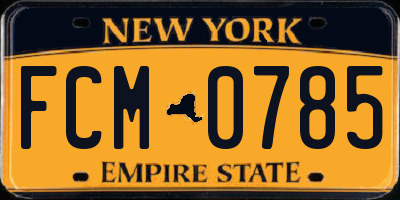 NY license plate FCM0785