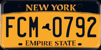 NY license plate FCM0792