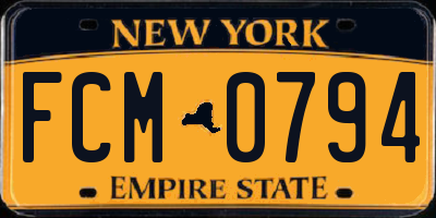 NY license plate FCM0794