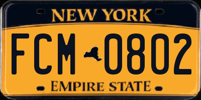 NY license plate FCM0802