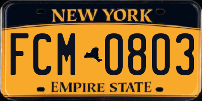 NY license plate FCM0803