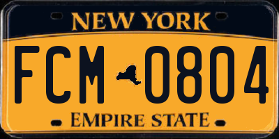 NY license plate FCM0804