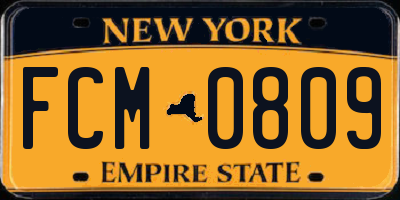 NY license plate FCM0809