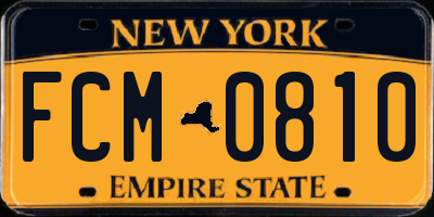 NY license plate FCM0810