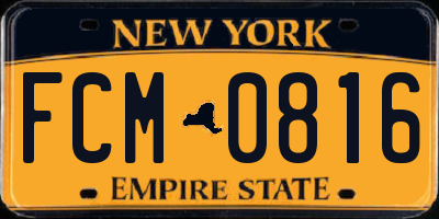 NY license plate FCM0816