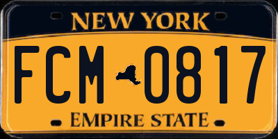NY license plate FCM0817