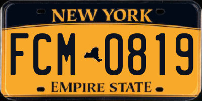 NY license plate FCM0819