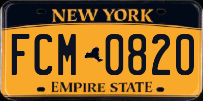 NY license plate FCM0820