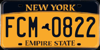 NY license plate FCM0822