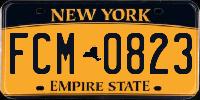 NY license plate FCM0823