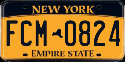 NY license plate FCM0824