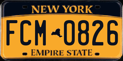 NY license plate FCM0826