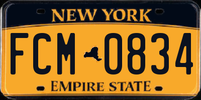 NY license plate FCM0834