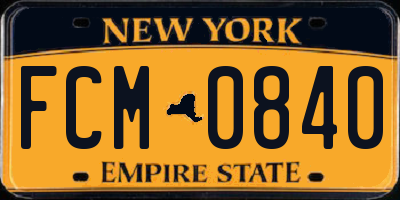 NY license plate FCM0840