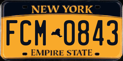 NY license plate FCM0843