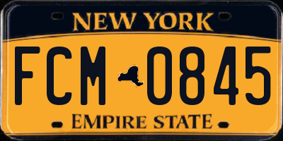 NY license plate FCM0845