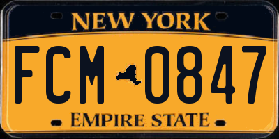 NY license plate FCM0847