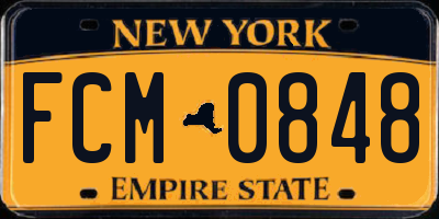 NY license plate FCM0848