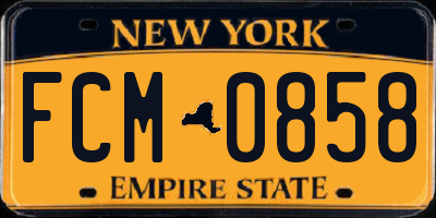 NY license plate FCM0858