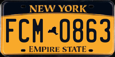 NY license plate FCM0863