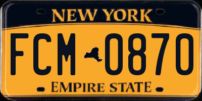 NY license plate FCM0870