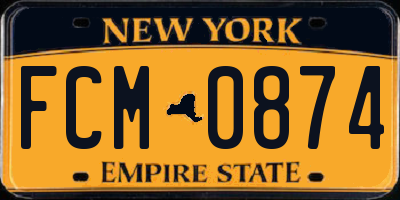 NY license plate FCM0874