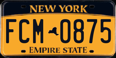 NY license plate FCM0875