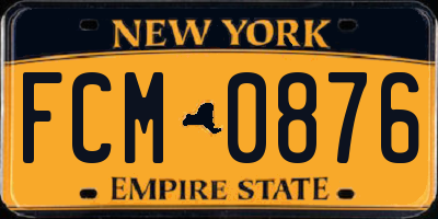 NY license plate FCM0876