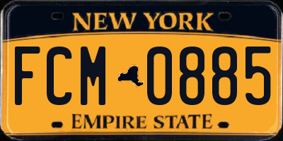NY license plate FCM0885
