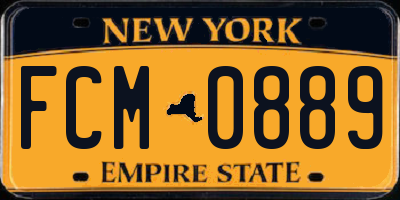NY license plate FCM0889