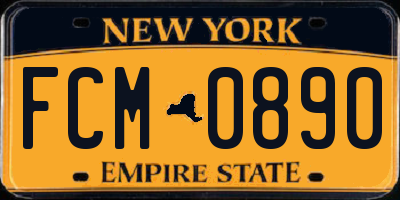 NY license plate FCM0890