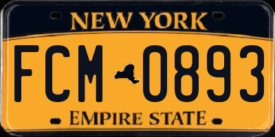 NY license plate FCM0893