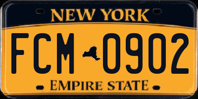 NY license plate FCM0902