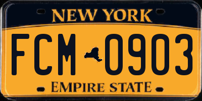 NY license plate FCM0903