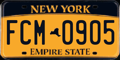 NY license plate FCM0905
