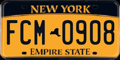 NY license plate FCM0908