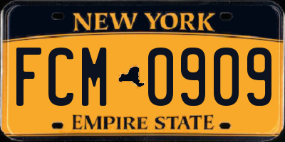 NY license plate FCM0909